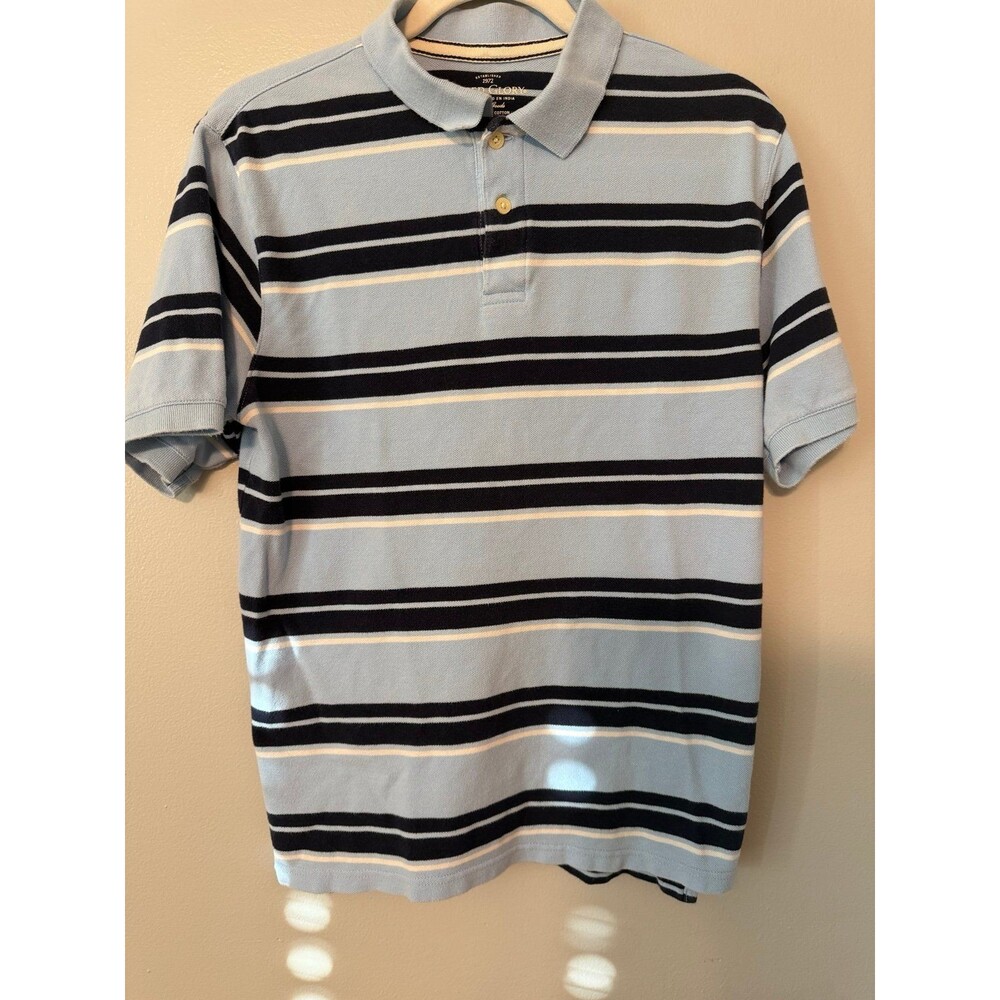 Boy’s Blue Striped Short Sleeve Polo Shirt